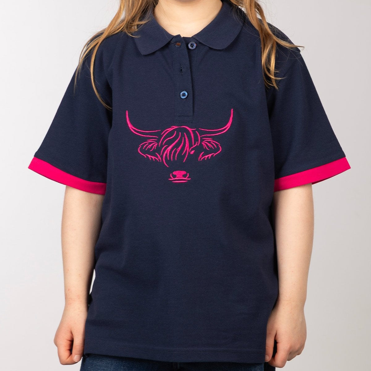 Rydale Girls Highland Cow Polo Shirt