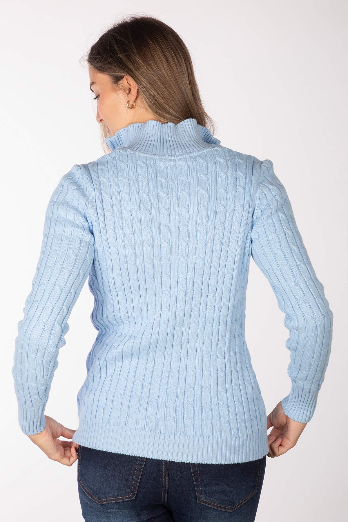 Rydale Ladies Quarter Zip Cable Knit Jumper - Emma