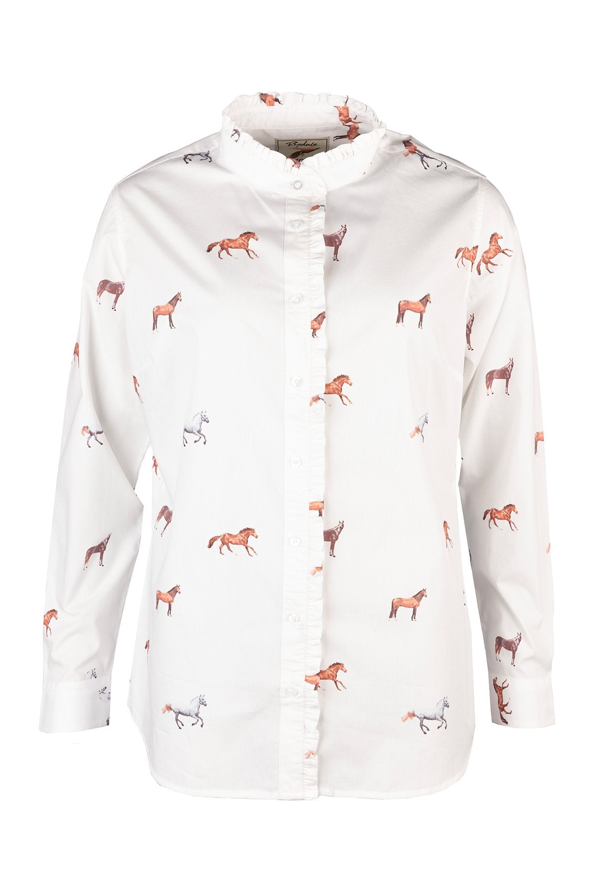 Rydale Ladies Oxford Cotton Ruffled Shirt - Ivy