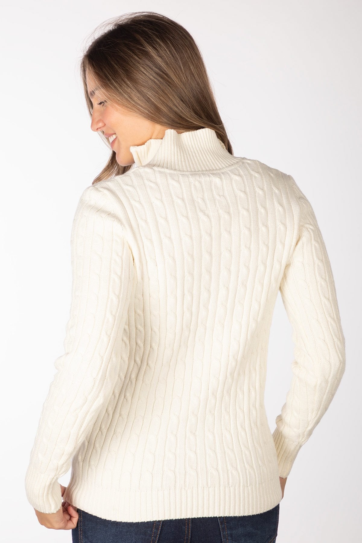 Rydale Ladies Quarter Zip Cable Knit Jumper - Emma