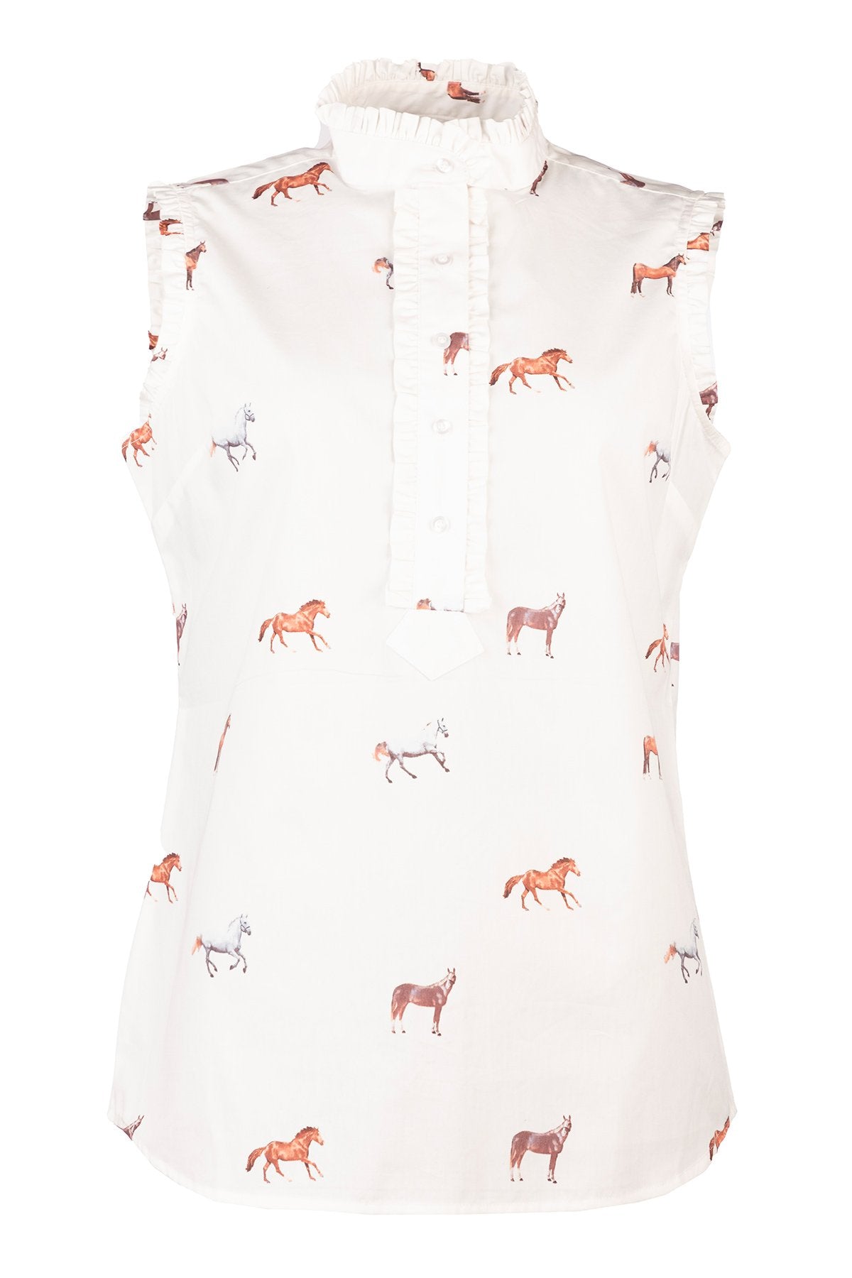 Rydale Ladies Ruffled Sleeveless Overhead Shirt - Wistow
