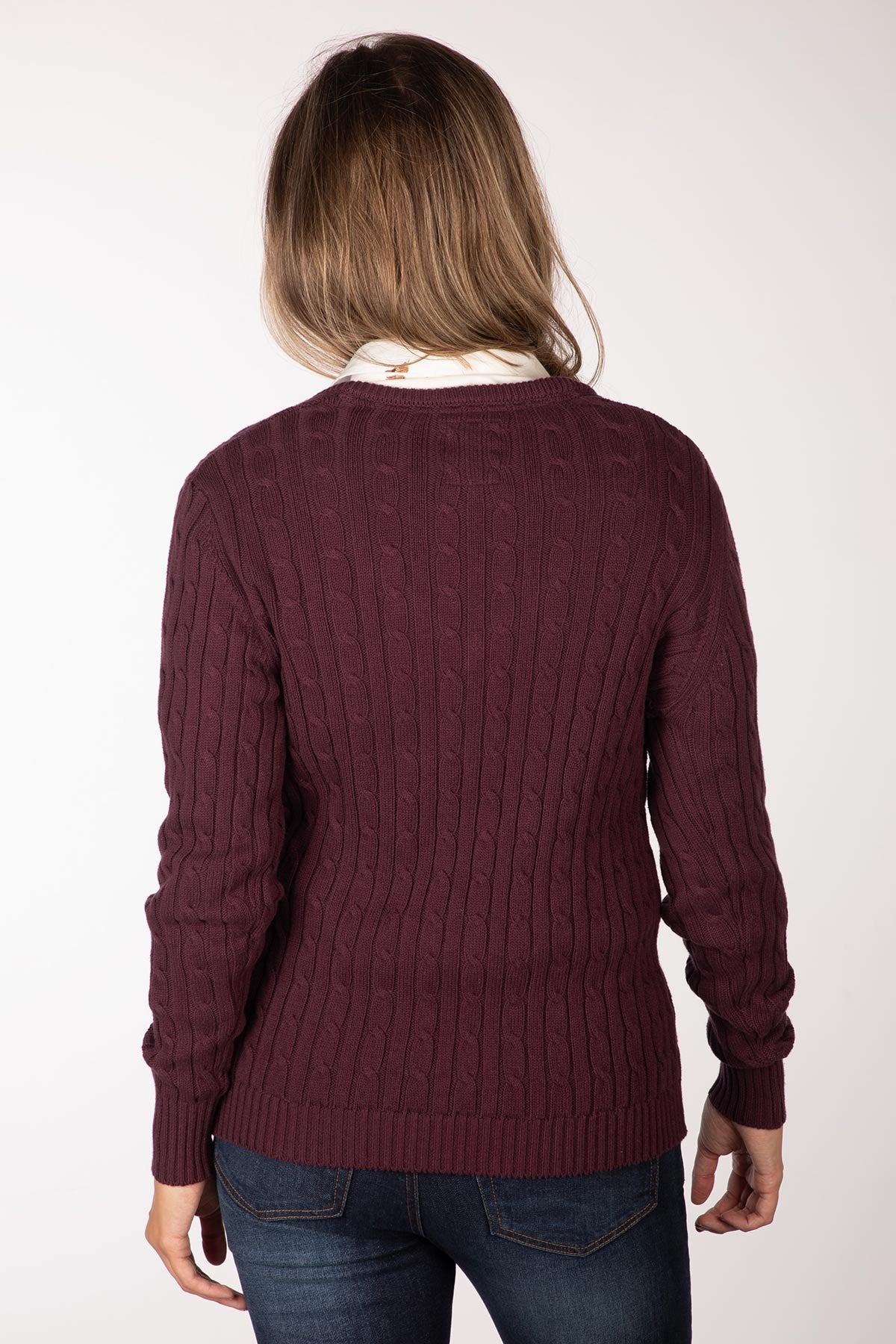 Rydale Ladies V Neck Cable Knit Jumper - Emma