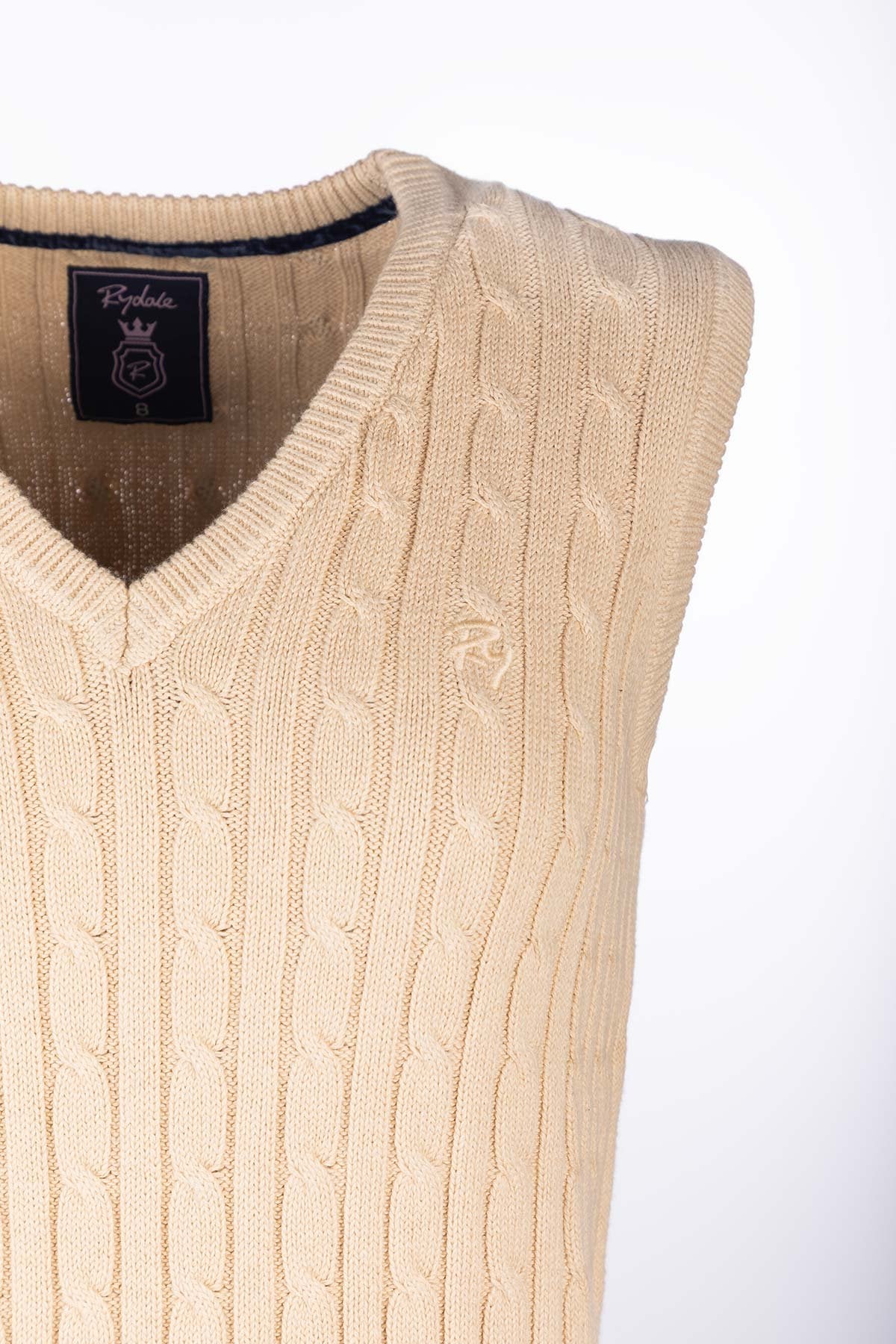Rydale Ladies V Neck Cable Knit Vest- Emma