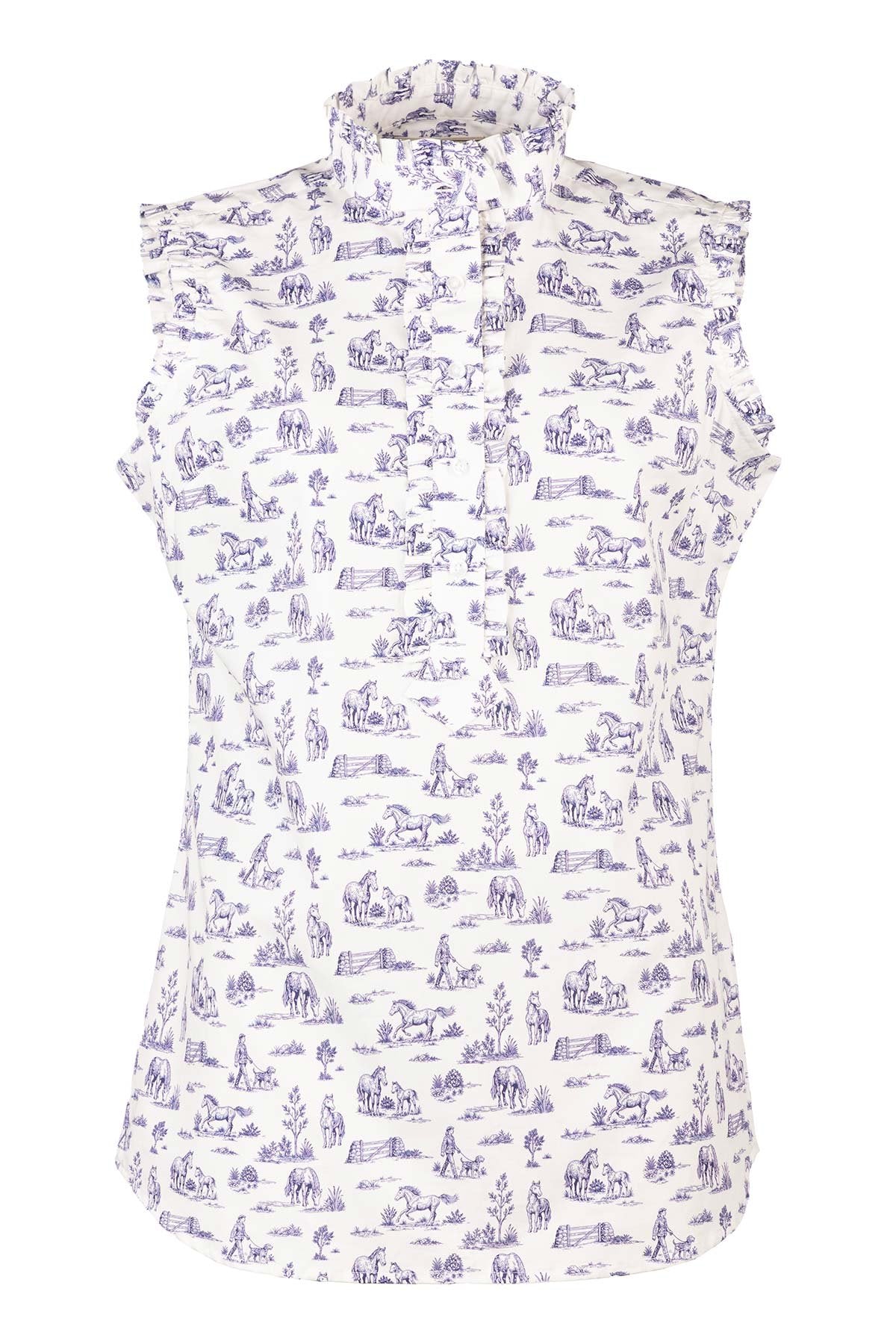 Rydale Ladies Ruffled Overhead Sleeveless Shirt - Ivy
