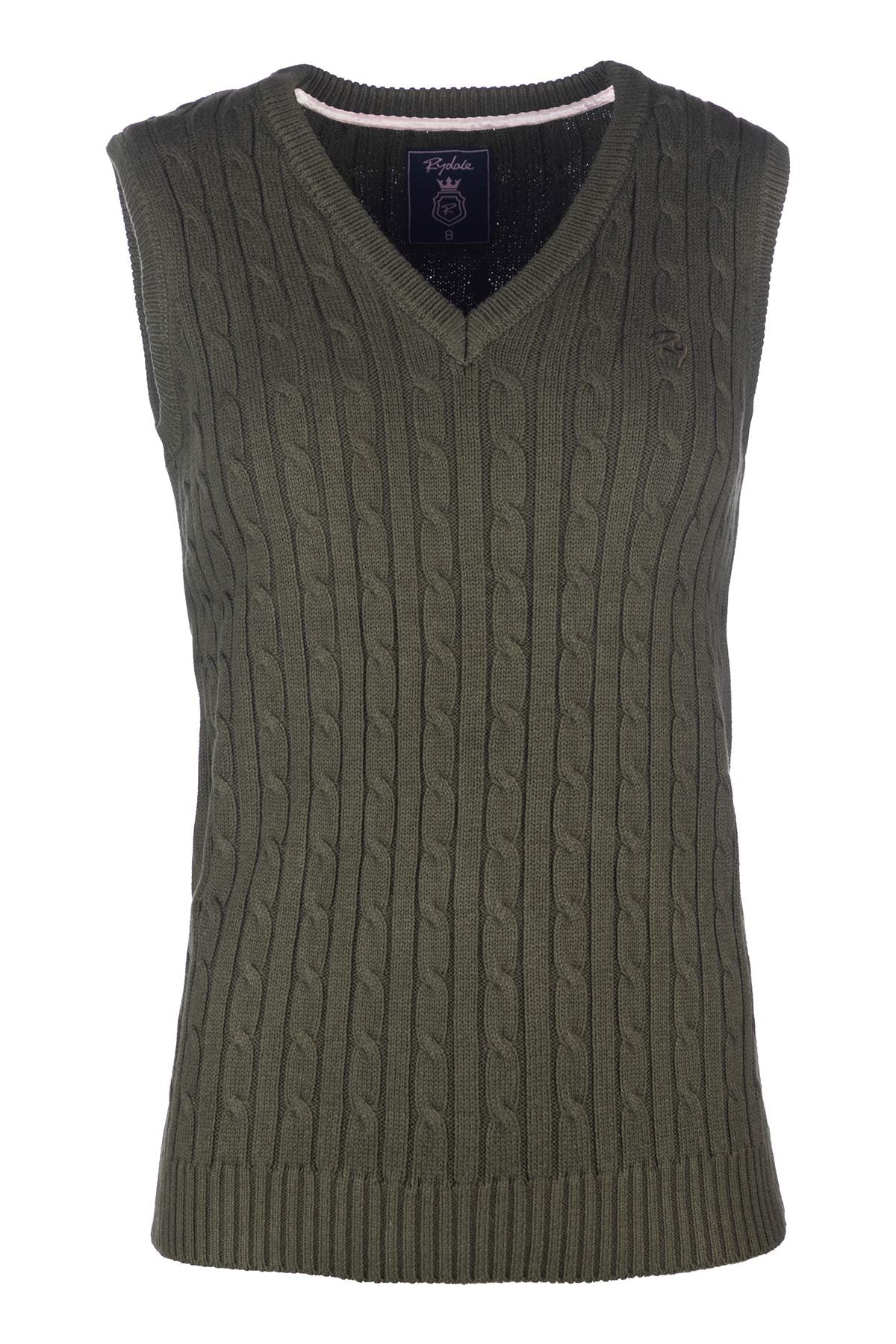 Rydale Ladies V Neck Cable Knit Vest- Emma