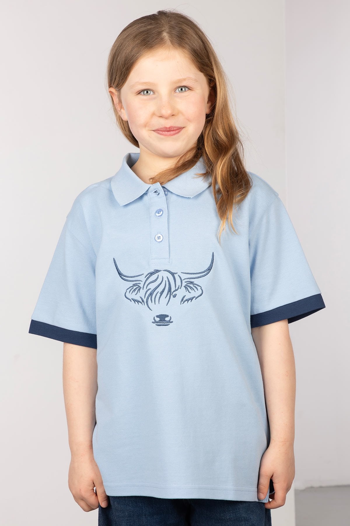 Rydale Girls Highland Cow Polo Shirt