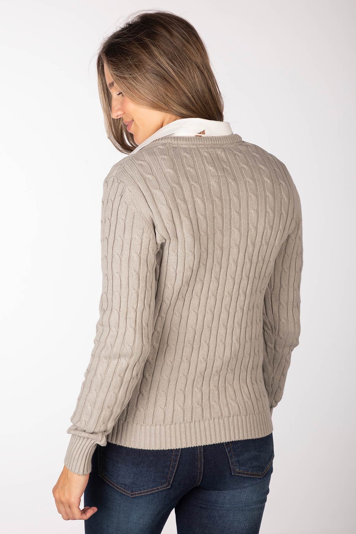 Rydale Ladies V Neck Cable Knit Jumper - Emma