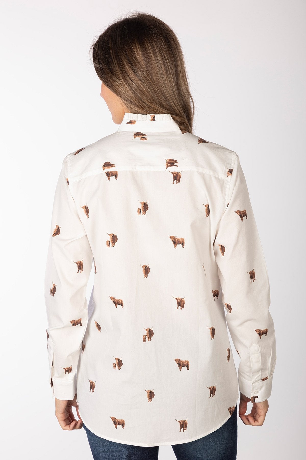 Rydale Ladies Oxford Cotton Ruffled Shirt - Ivy