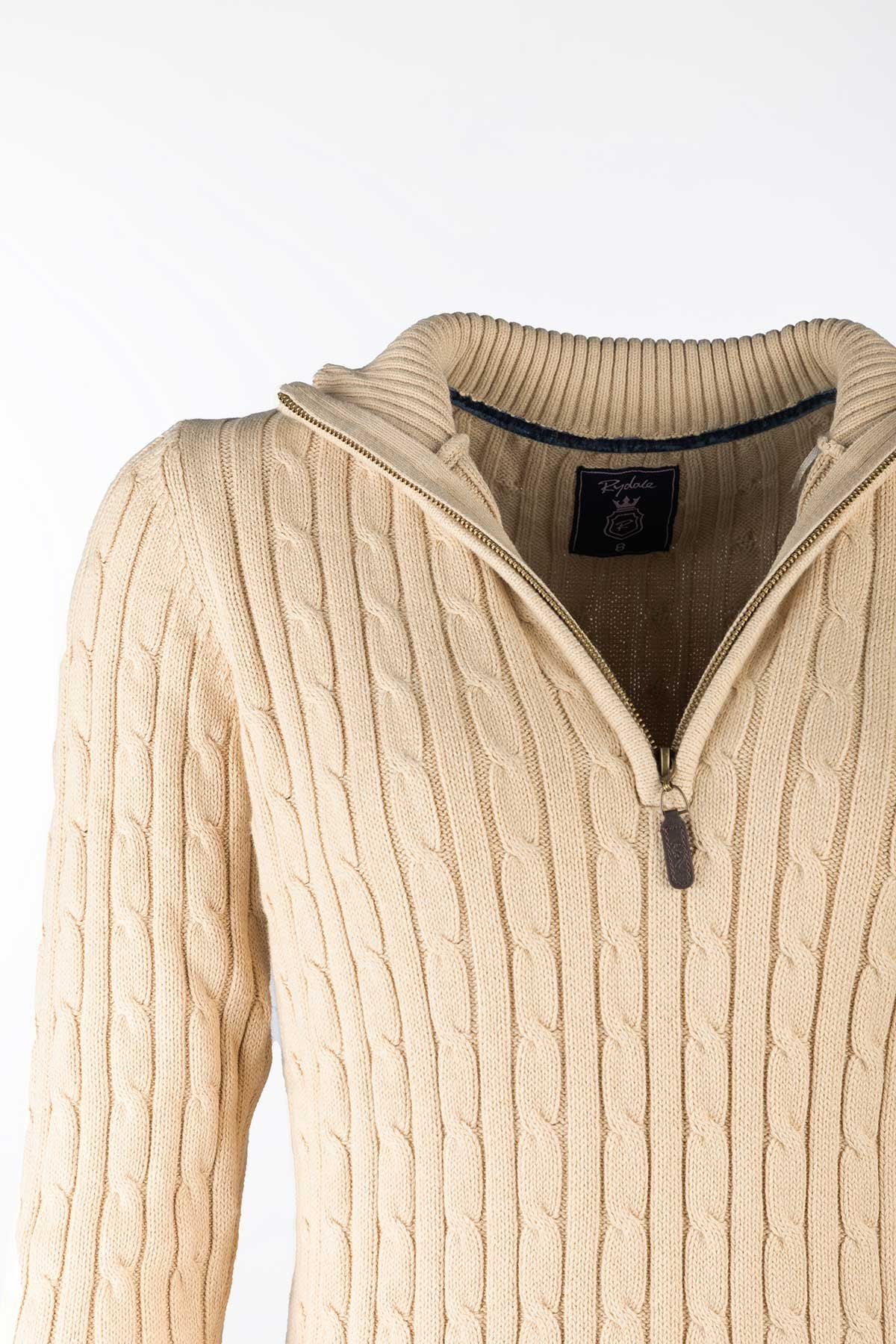 Rydale Ladies Quarter Zip Cable Knit Jumper - Emma
