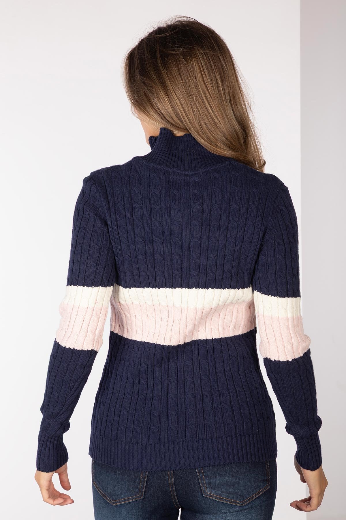 Rydale Ladies Striped Quarter Zip Jumper - Bramham