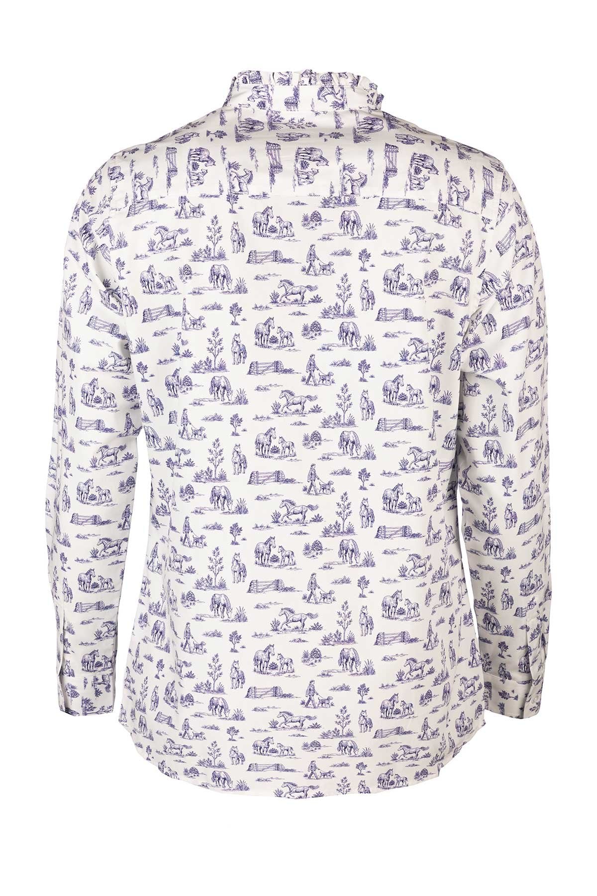 Rydale Ladies Oxford Cotton Ruffled Shirt - Ivy