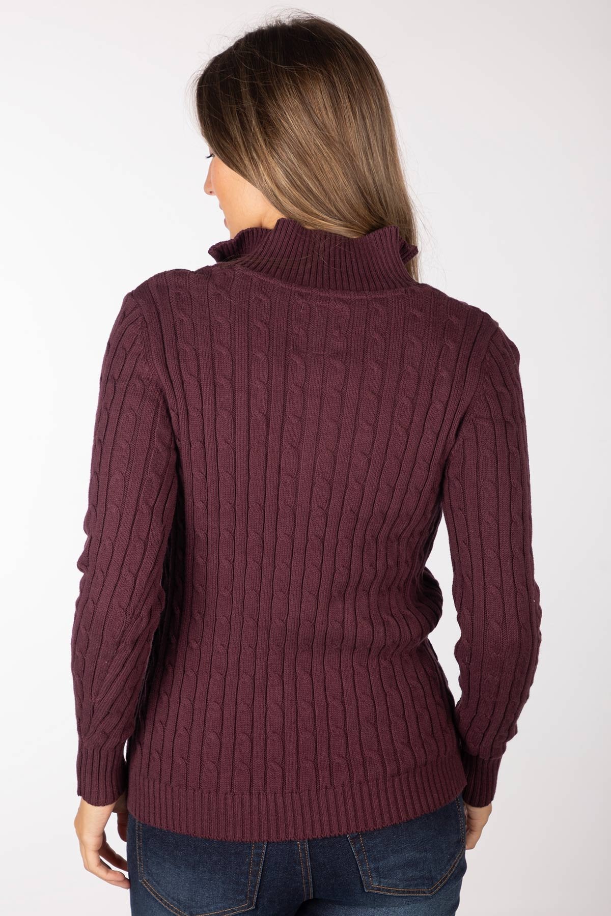 Rydale Ladies Quarter Zip Cable Knit Jumper - Emma
