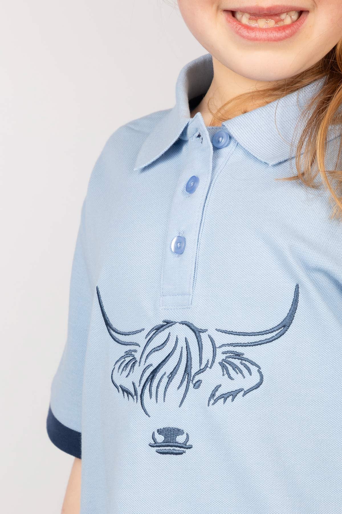 Rydale Girls Highland Cow Polo Shirt