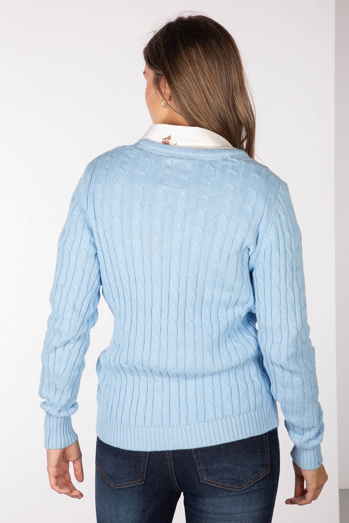 Rydale Ladies V Neck Cable Knit Jumper - Emma