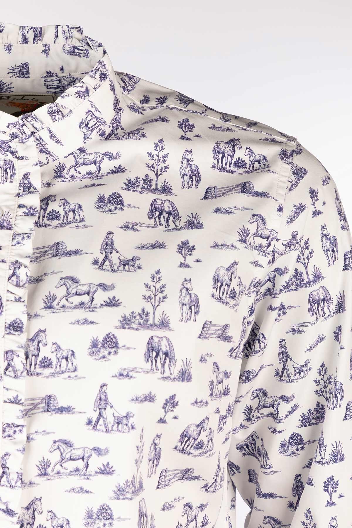 Rydale Ladies Oxford Cotton Ruffled Shirt - Ivy