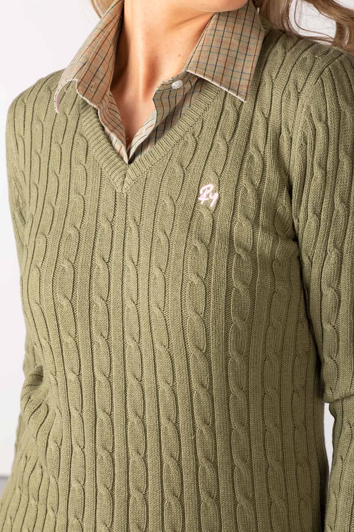Rydale Ladies V Neck Cable Knit Jumper - Emma