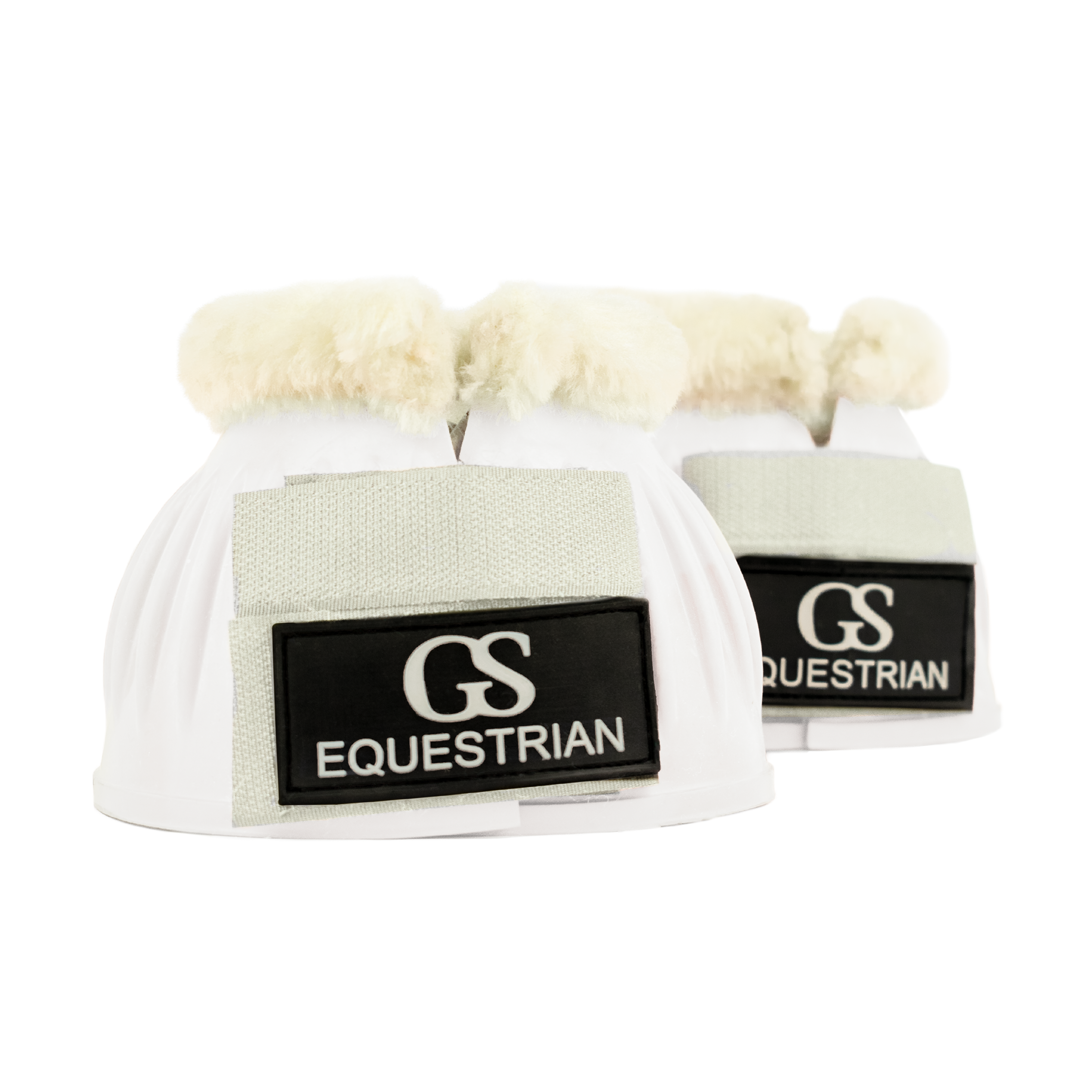 GS Equestrian Fleece Trim Bell Boots #colour_white