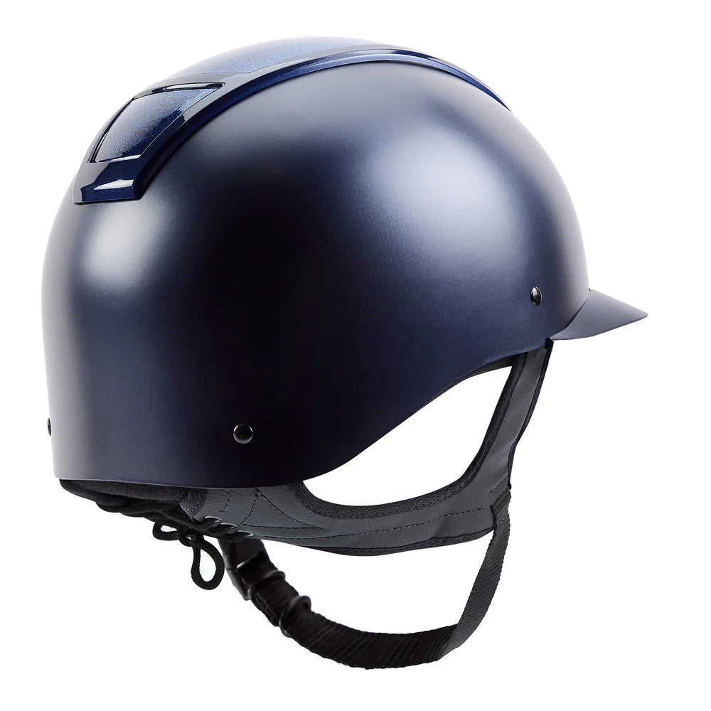 Champion Insight Glitter Round Standard Peak Riding Hat #colour_matt-navy-sparkle-navy