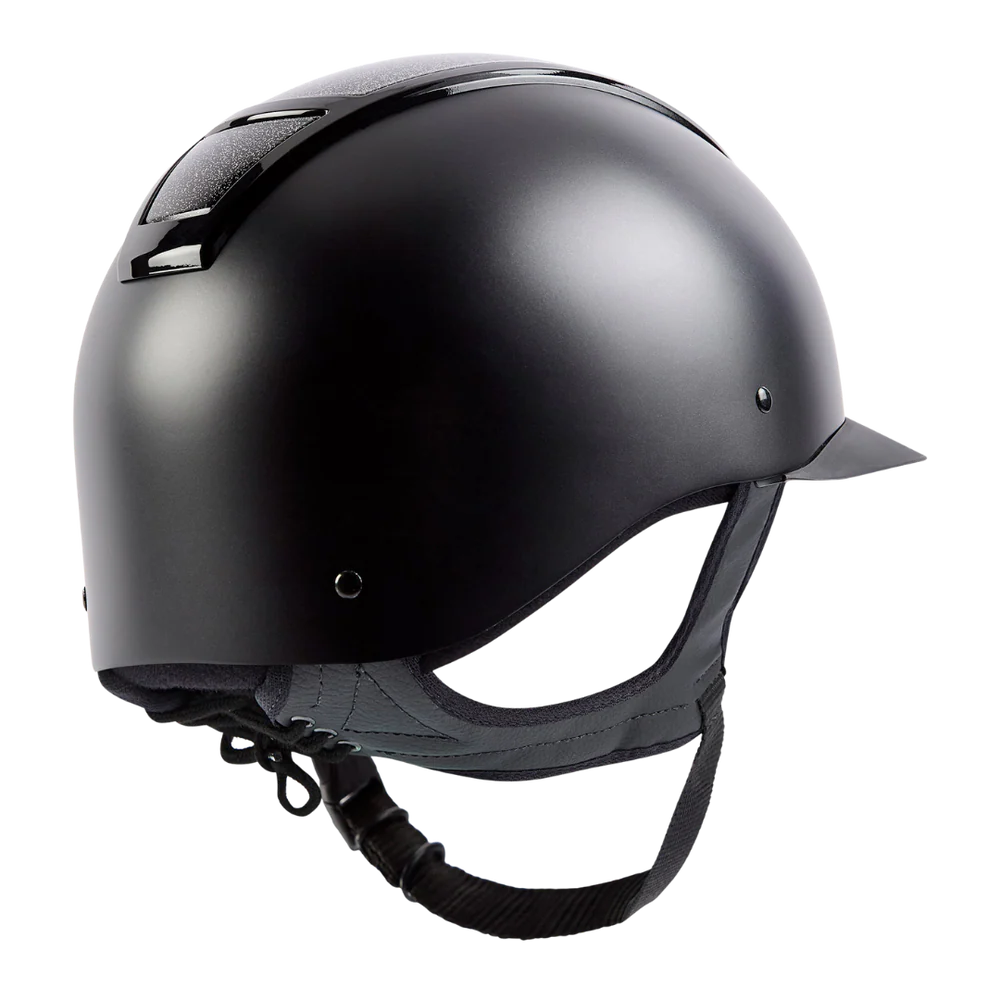 Champion Insight Glitter Round Standard Peak Riding Hat #colour_matt-black-sparkle-black
