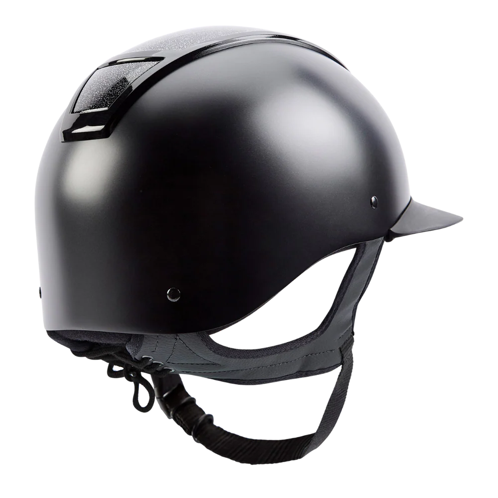 Champion Insight Glitter Round Wide Peak Riding Hat #colour_matt-black-sparkle-black
