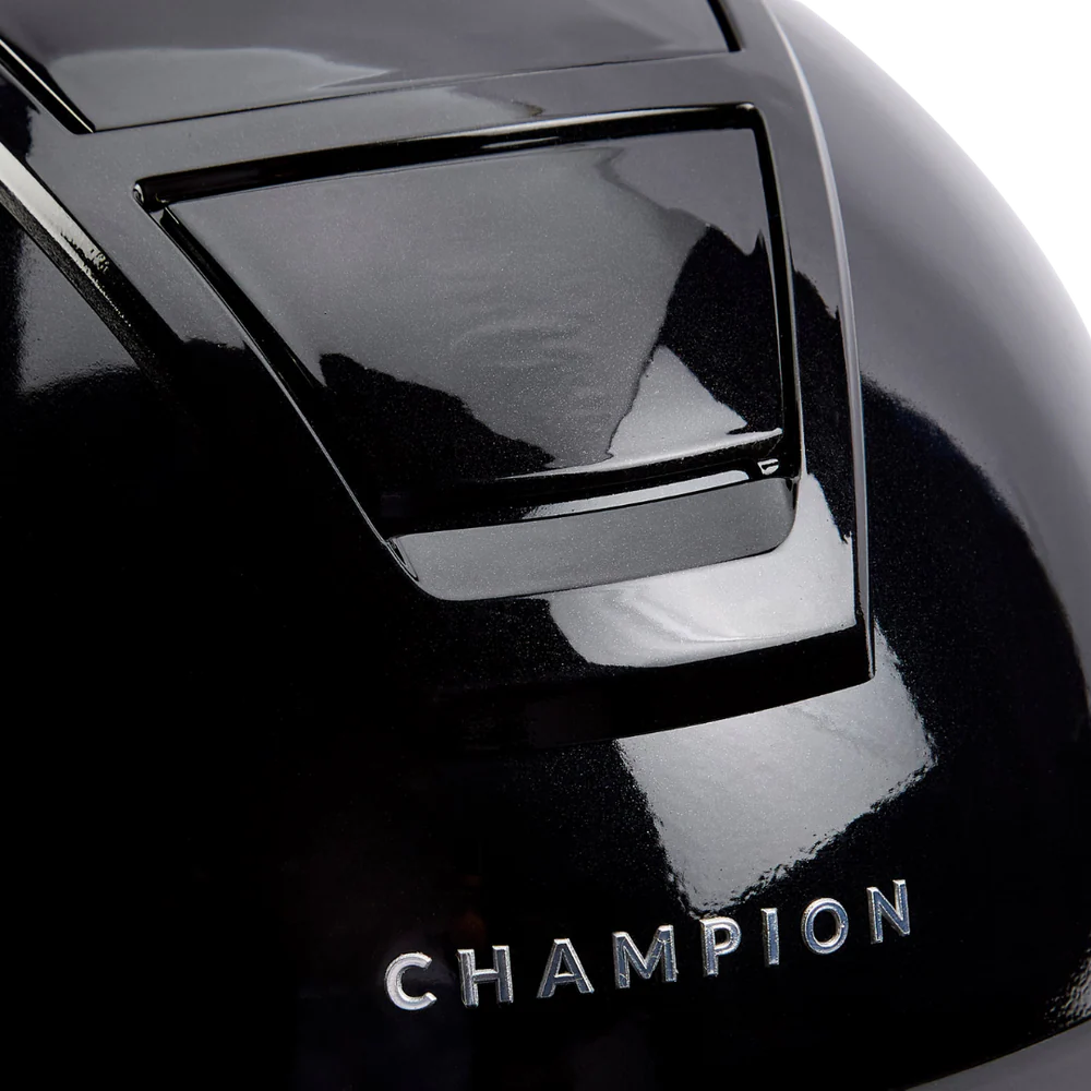Champion Insight Round Standard Peak Riding Hat #colour_metallic-black