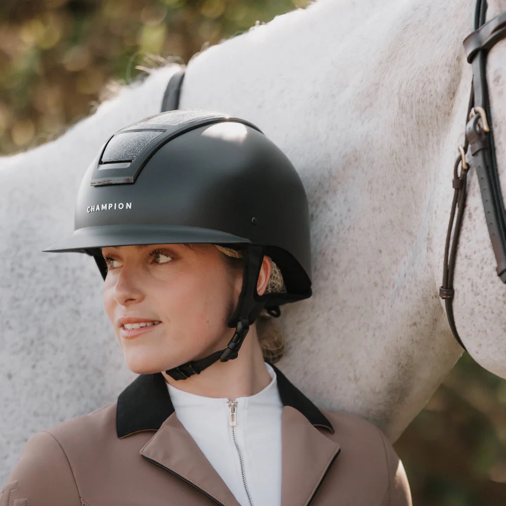 Champion Insight Round Wide Peak Riding Hat #colour_matt-black