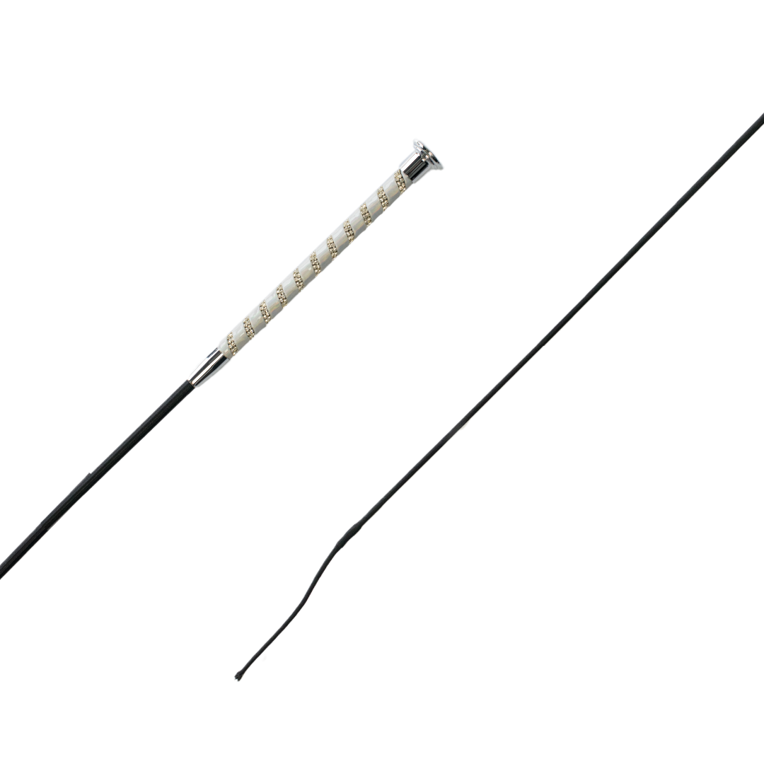 GS Equestrian Sparkle Dressage Whip with 11cm Flick #colour_white-silver