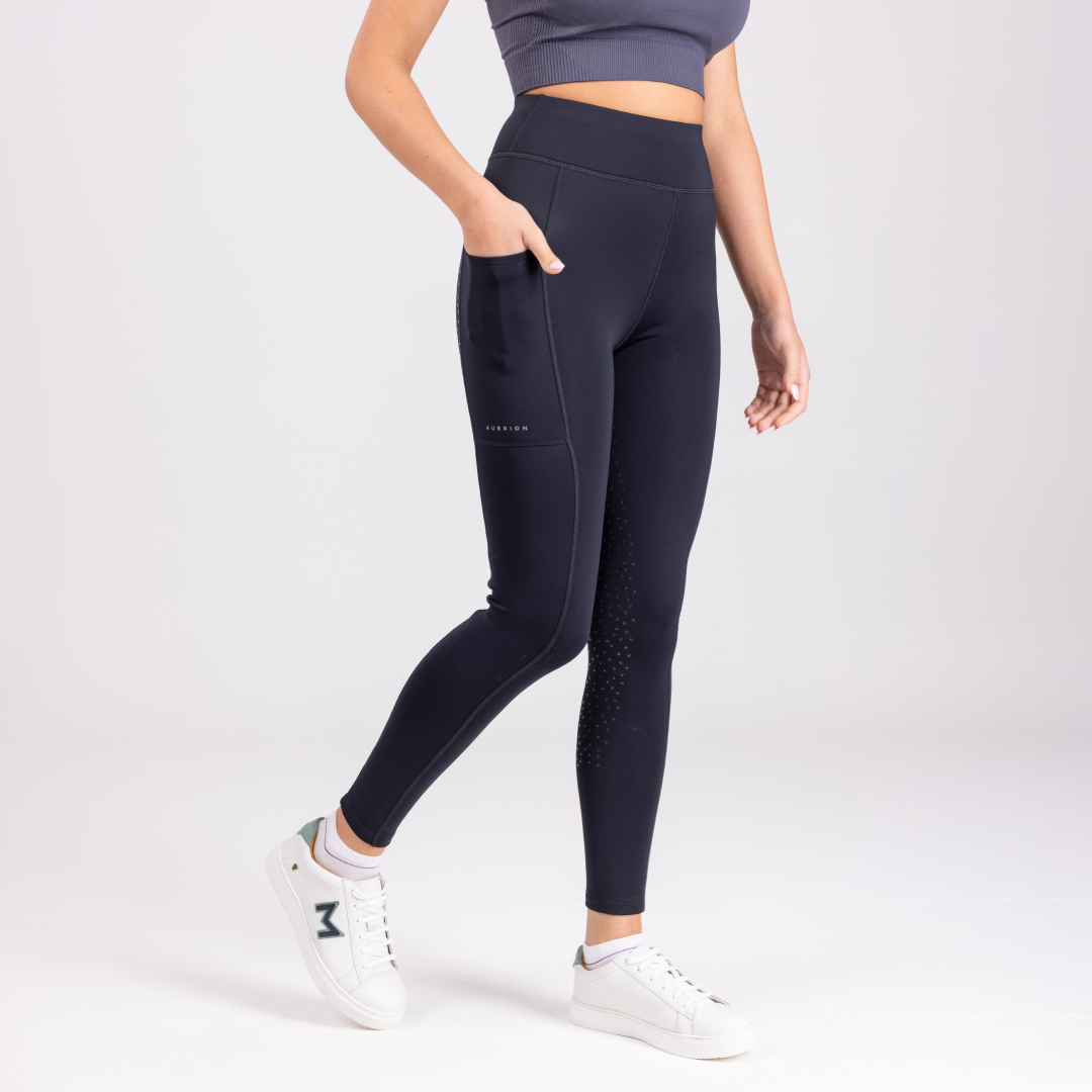 Shires Aubrion Ladies Shield Winter Riding Tights #colour_charcoal