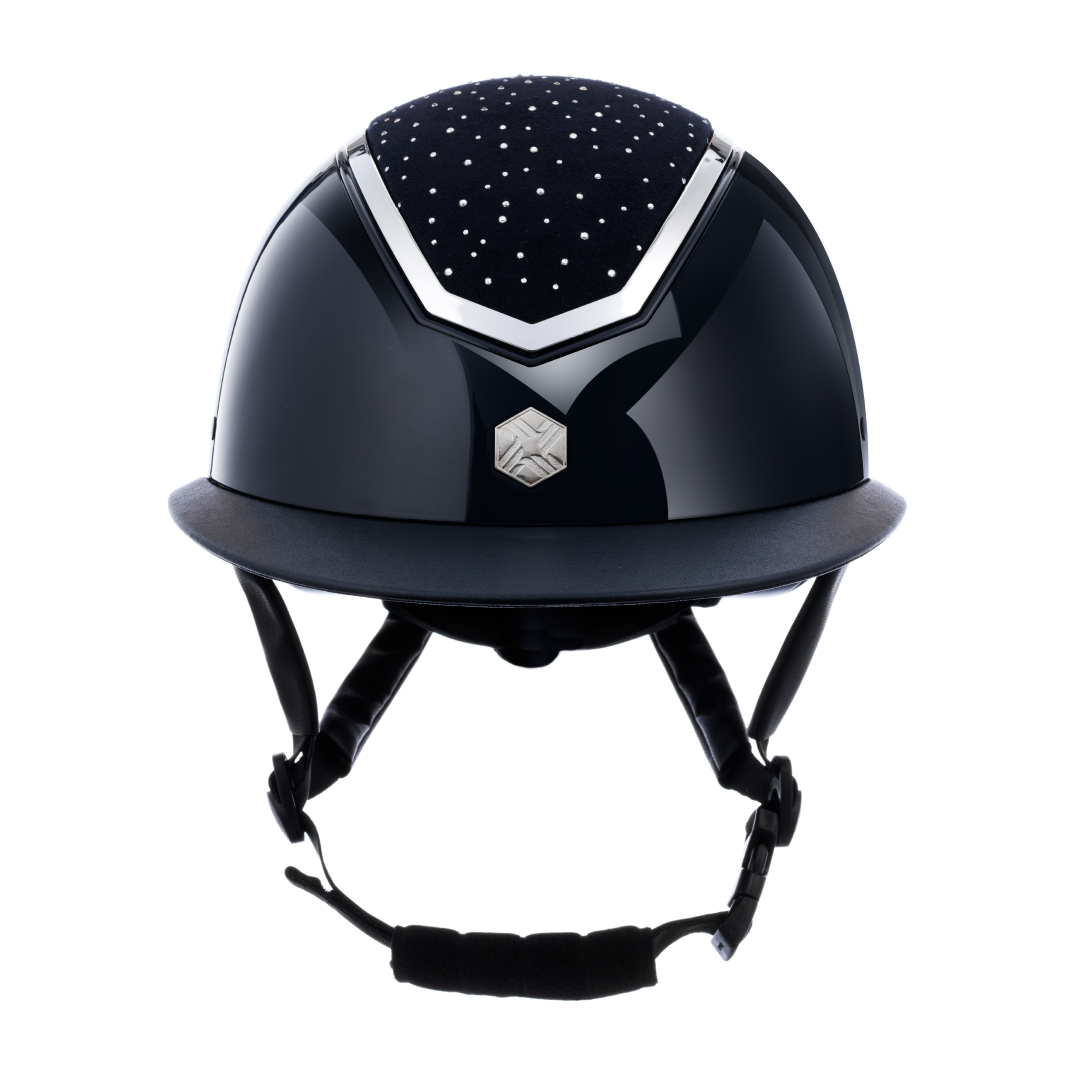 Charles Owen Kylo Crystal Gloss Wide Peak Riding Hat #colour_navy-gloss-silver