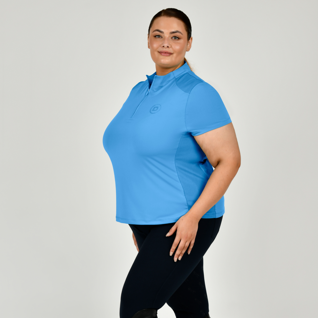 Dublin Ladies Curve Tabby Short Sleeve Riding Top #colour_coastal-blue