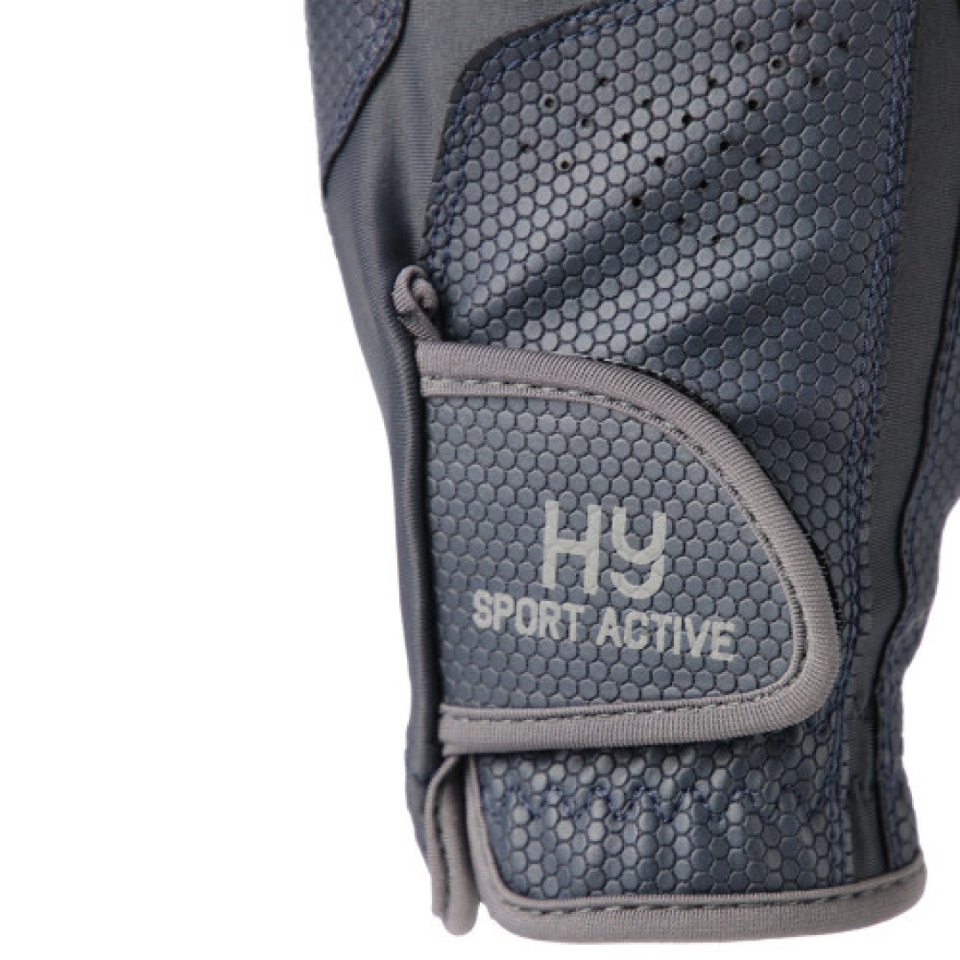 Hy Sport Active Young Rider Riding Gloves #colour_navy-pencil-point-grey