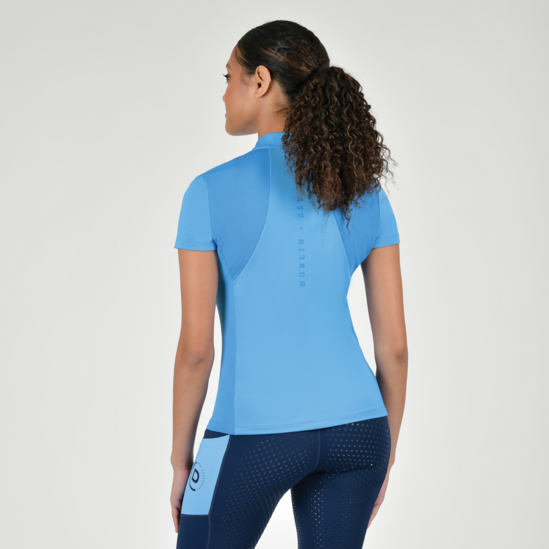 Dublin Ladies Tabby Short Sleeve Riding Top #colour_coastal-blue