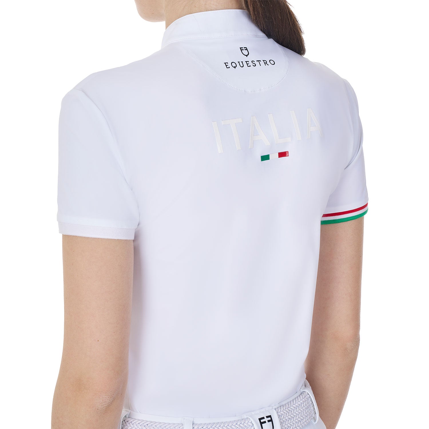 Equestro Women's Slim Fit Competition Polo Shirt Equestro X Fise #colour_white