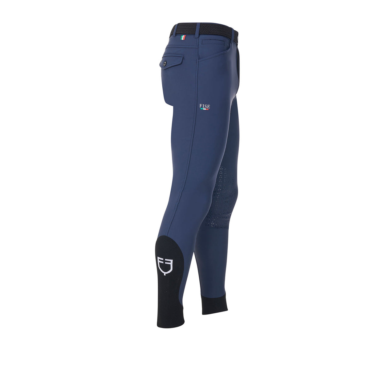 Equestro Men's Knee Grip Breeches Equestro X Fise #colour_blue