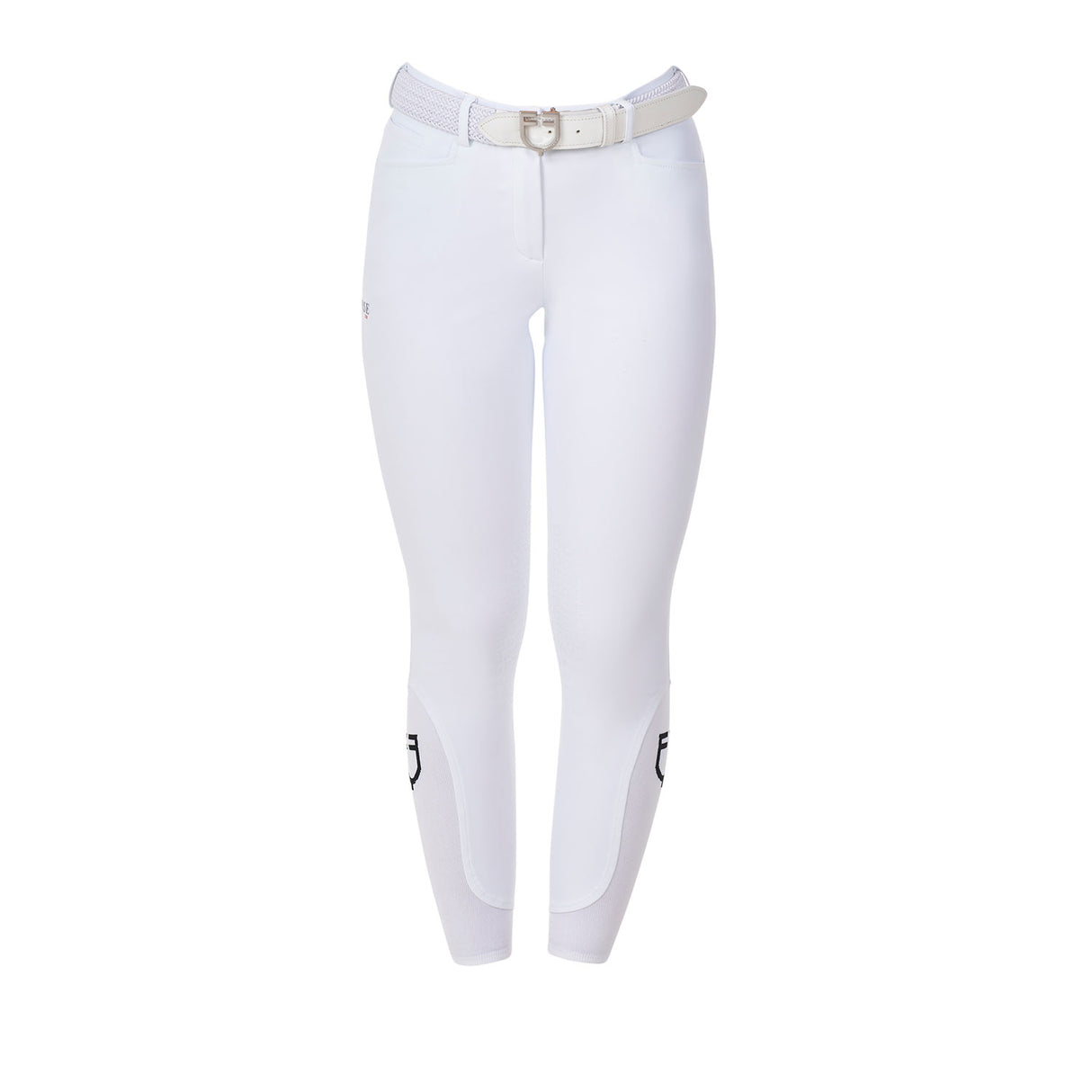 Equestro Women's Knee Grip Breeches Equestro X Fise #colour_white