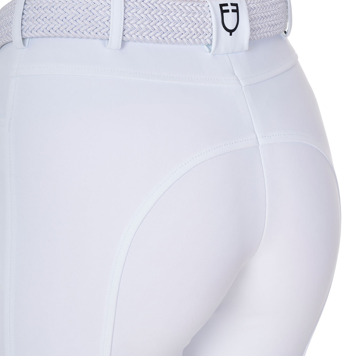 Equestro Women's Knee Grip Breeches Equestro X Fise #colour_white
