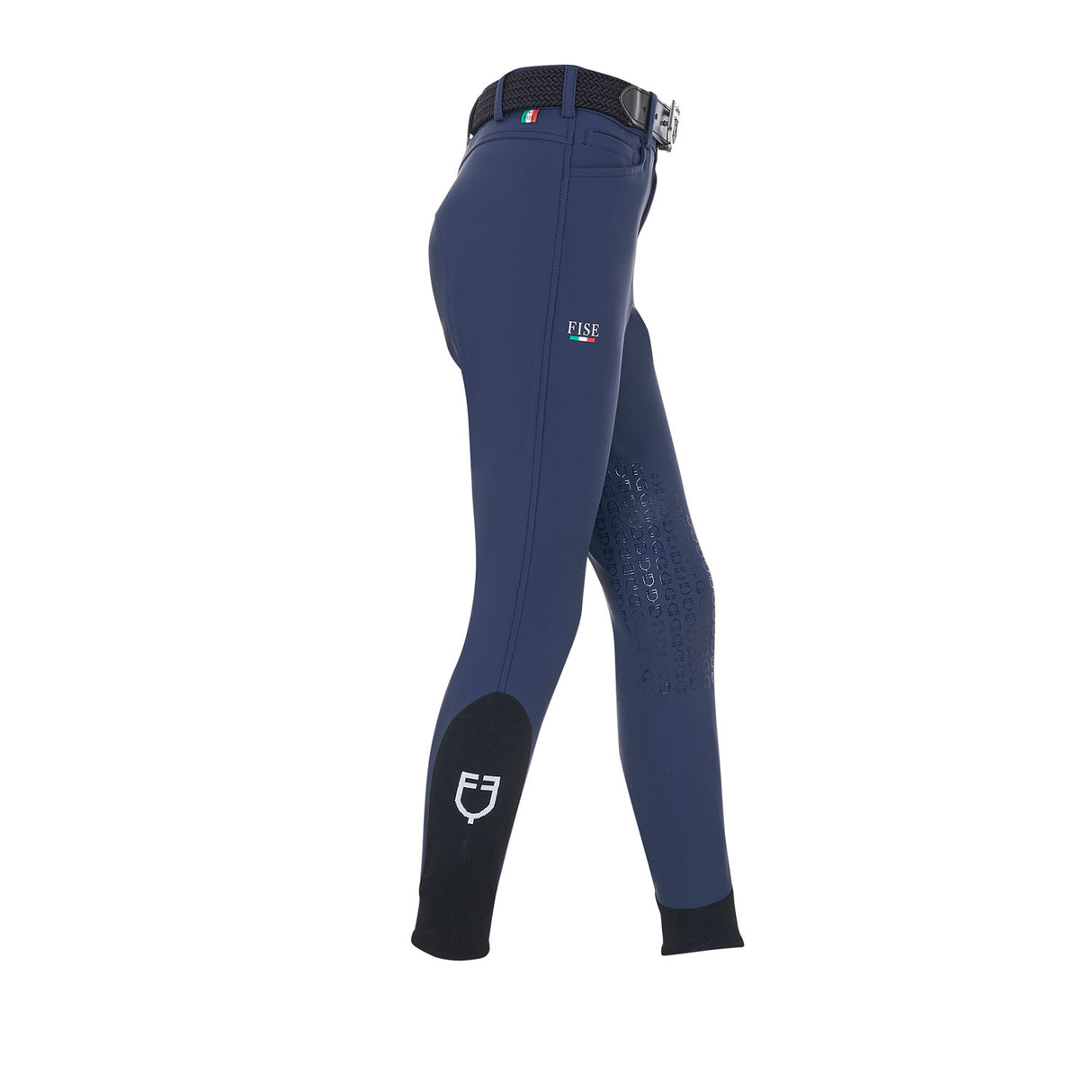Equestro Kids' Unisex Knee Grip Breeches Equestro X Fise #colour_blue