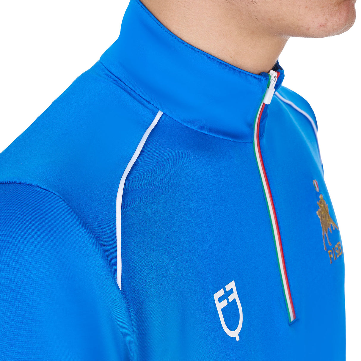 Equestro Men's Training Polo Shirt With Italian Flag Zip Equestro X Fise