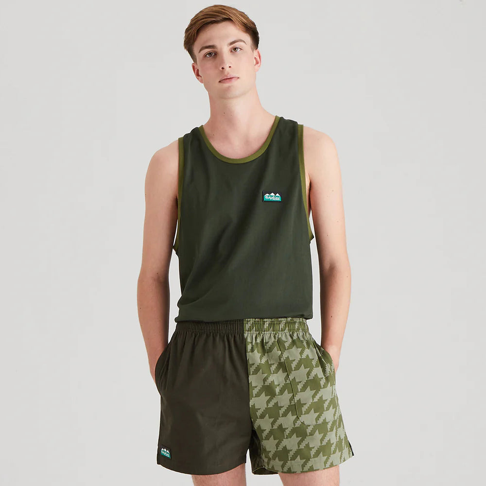 Ridgeline Unisex Backslider Shorts #colour_deep-forest-print