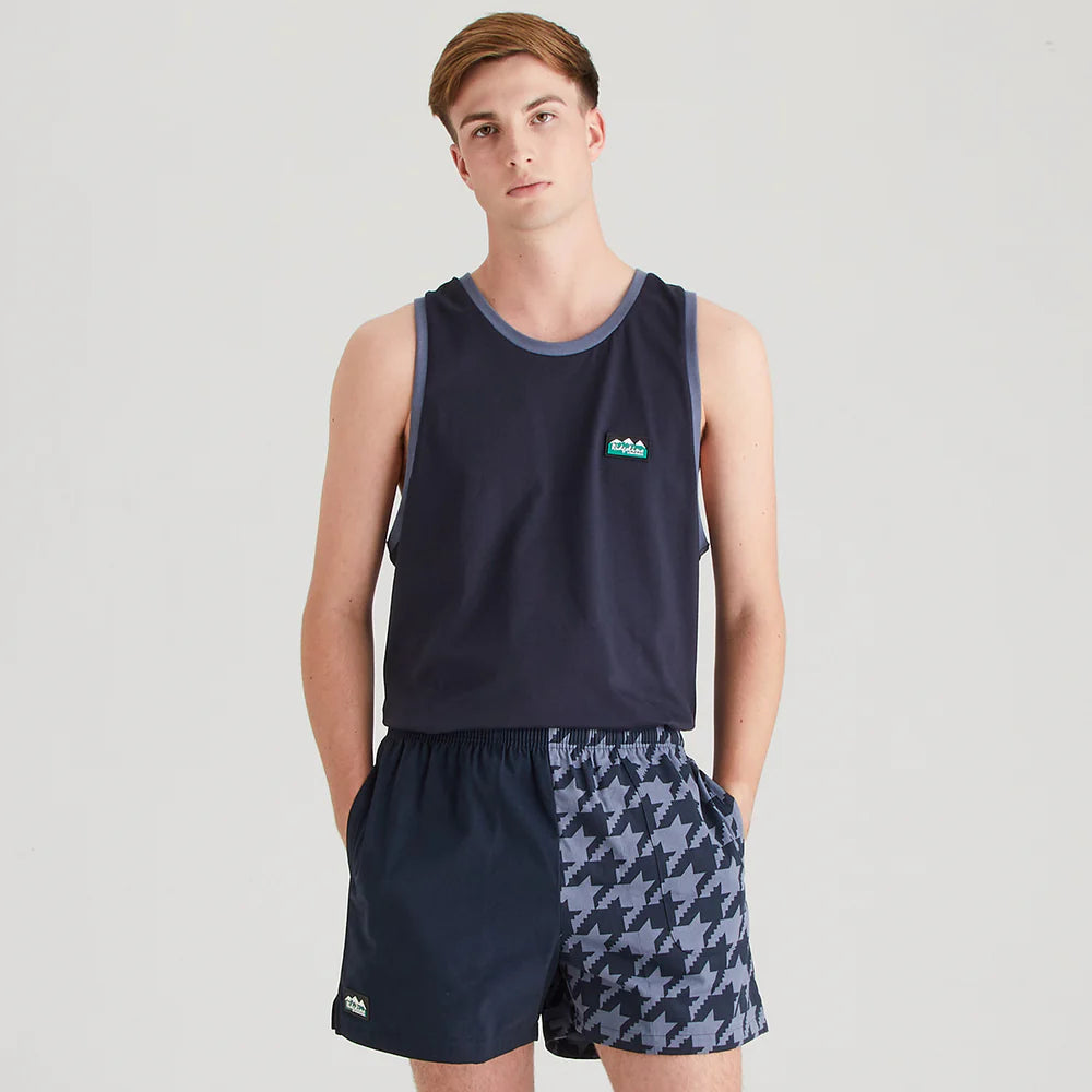 Ridgeline Unisex Backslider Shorts #colour_navy-print