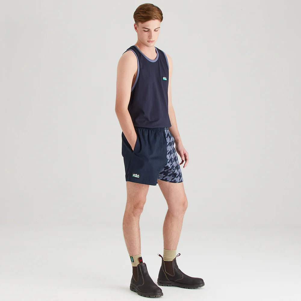 Ridgeline Unisex Backslider Shorts #colour_navy-print