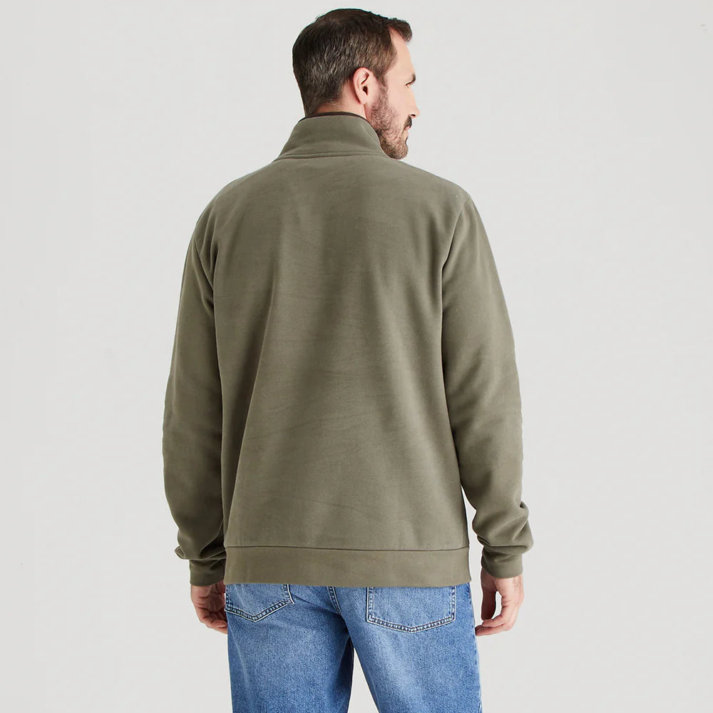 Ridgeline Mens Brancaster 1/4 Zip Top #colour_smokey-olive