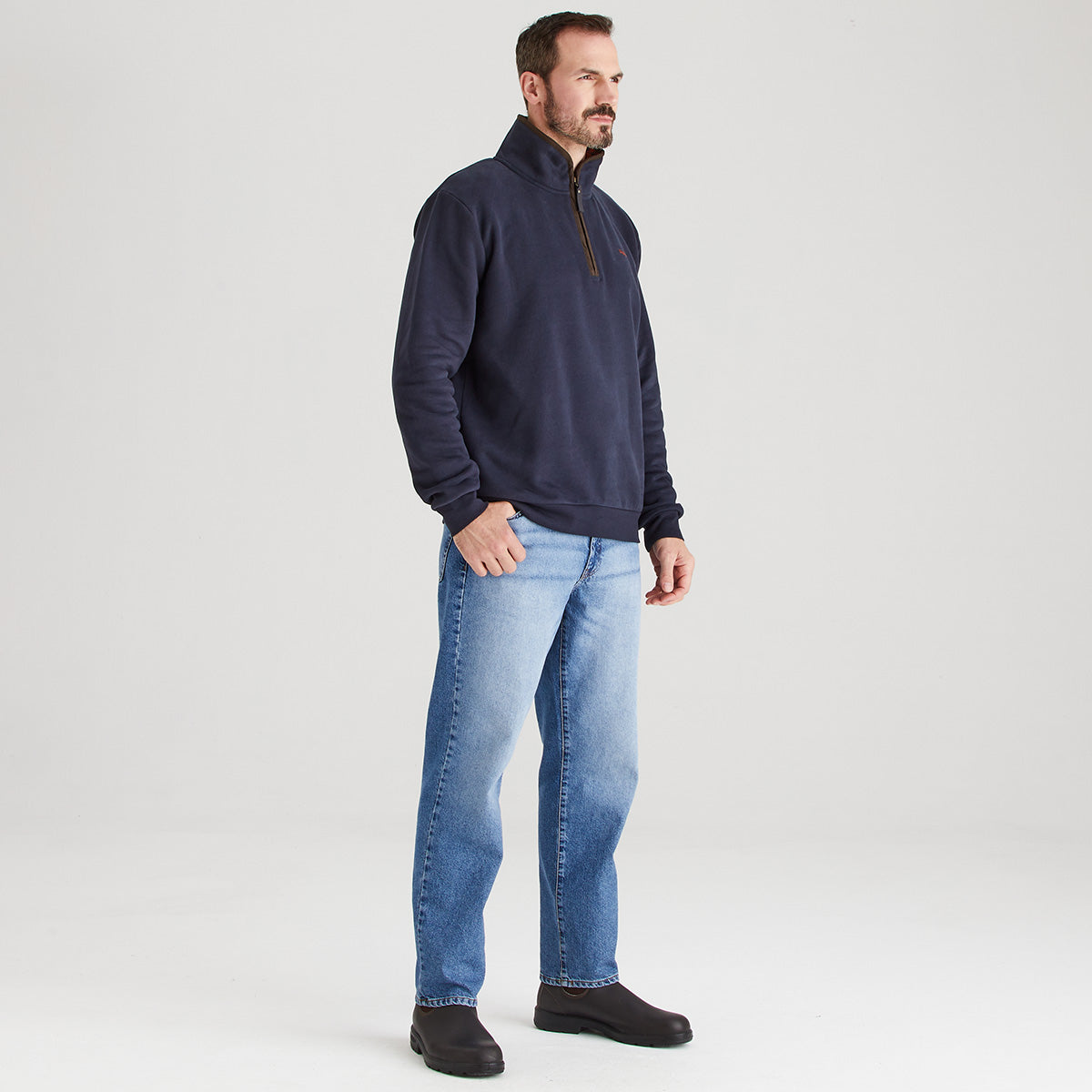 Men's Brancaster 1/4 Zip Top - Navy