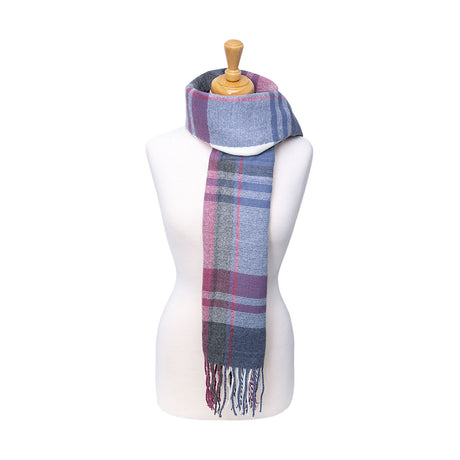 Hy Equestrian Supersoft Ladies Tartan Scarf #colour_grape-riviera-white