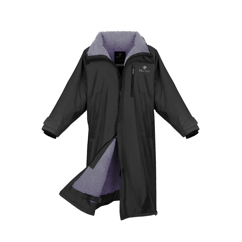 EQUIDRY Women's Thick Fleece Evolution Stowaway Hood #colour_black-lilac