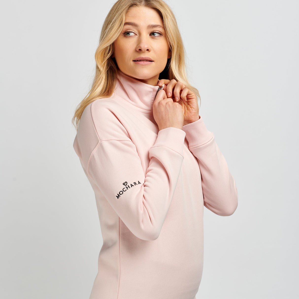 Mochara Half Zip Sweatshirt #colour_baby-pink