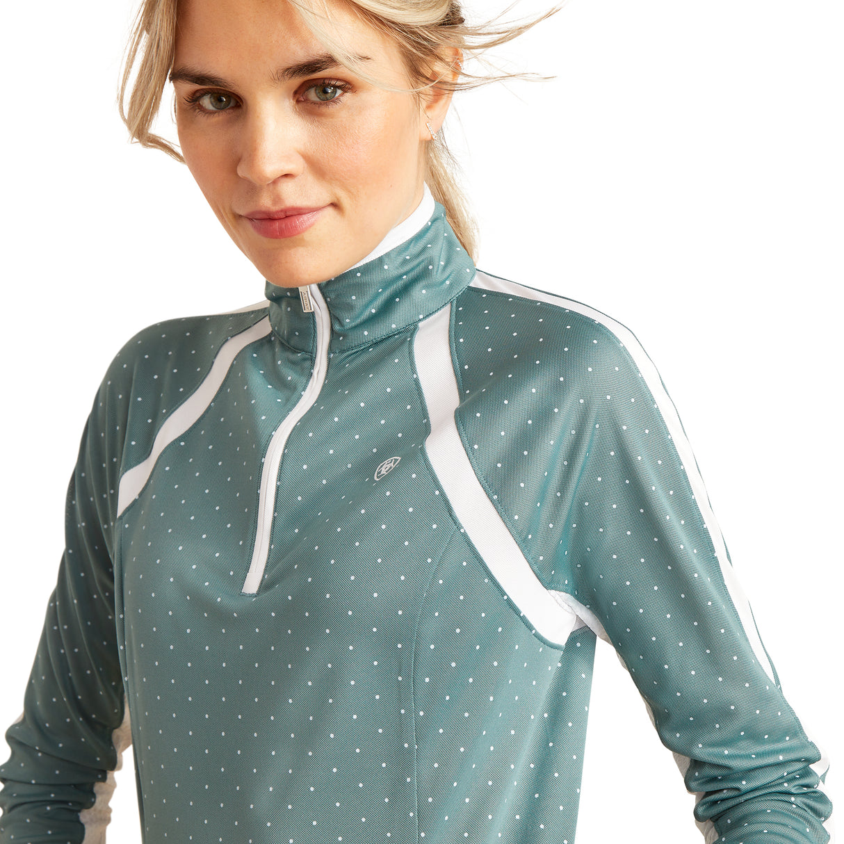 Ariat Women's Sunstopper 3.0 1/4 Zip Baselayer #colour_north-atlantic-dot