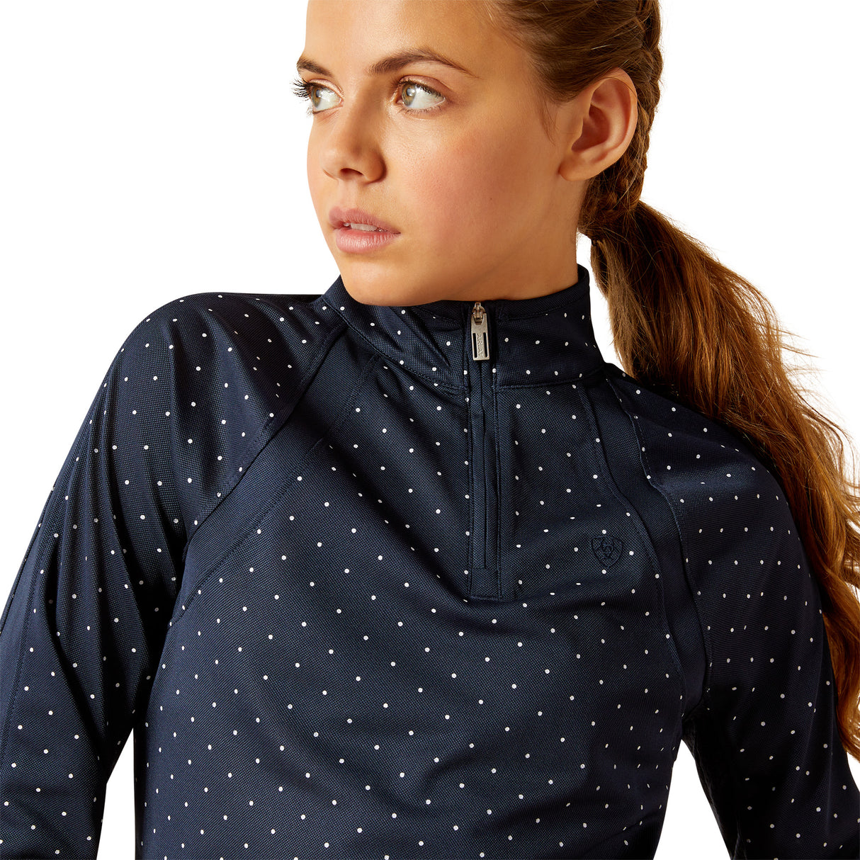 Ariat Youth Sunstopper 3.0 1/4 Zip Baselayer #colour_navy-dot
