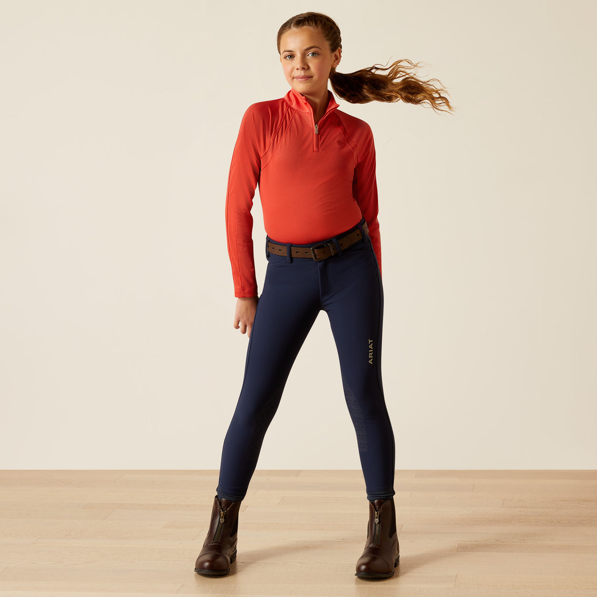 Ariat Youth Sunstopper 3.0 1/4 Zip Baselayer #colour_baked-apple