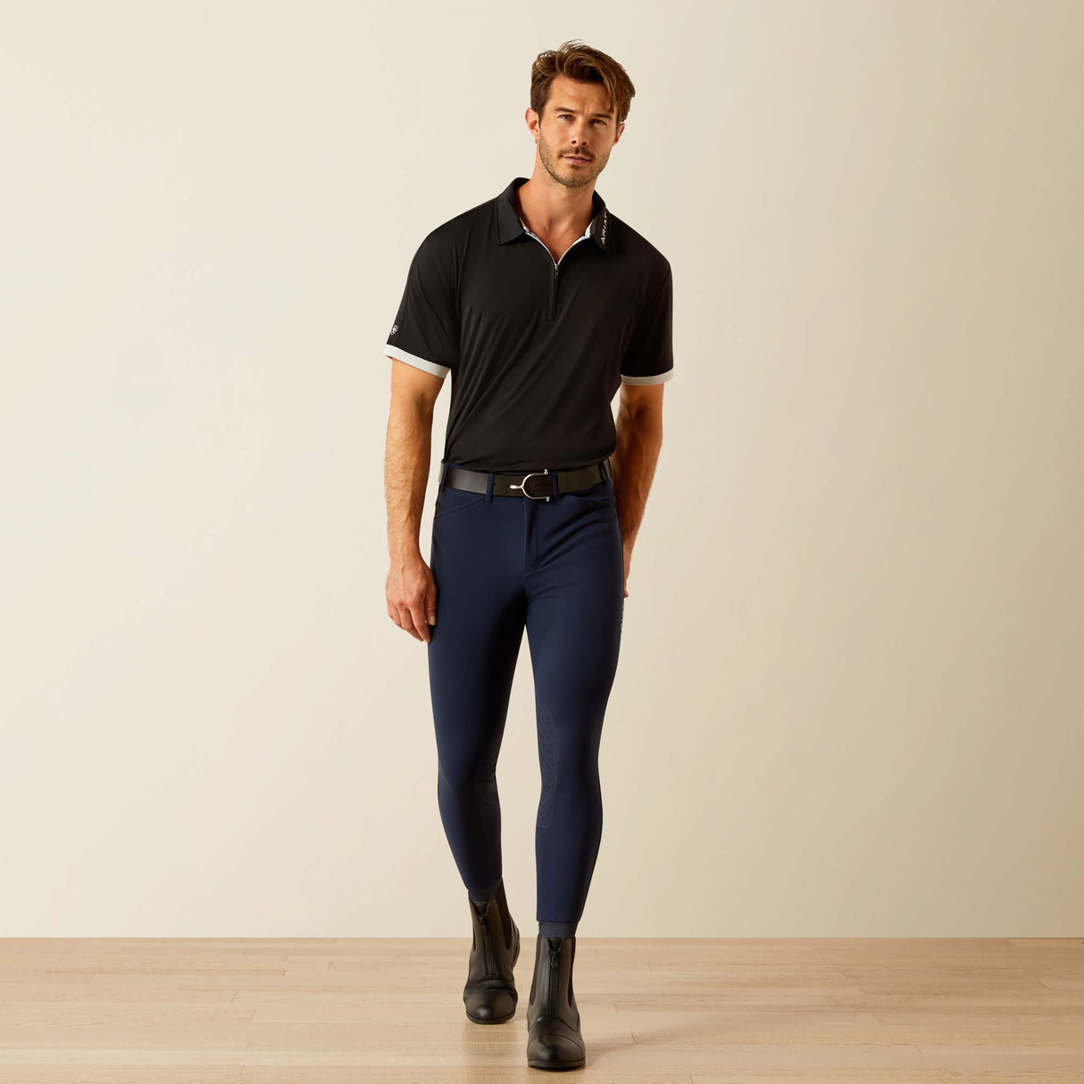 Ariat Men's Bandera 1/4 Zip Polo #colour_black